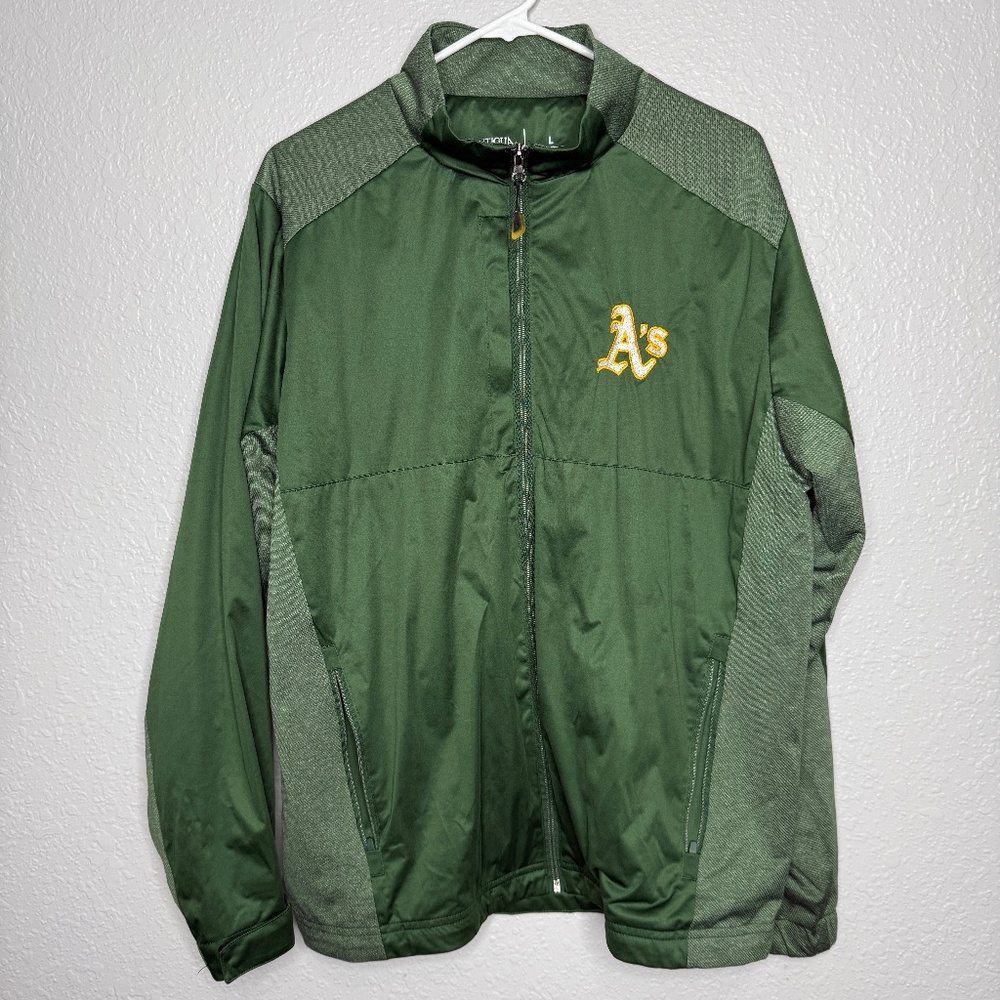 Antigua Large Green A's‎ Athletics Zipper Jacket -cp